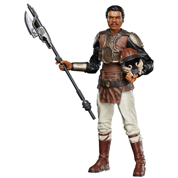 Vue latérale de la figurine HASBRO Lando Calrissian Skiff Guard montrant les articulations et accessoires