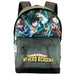 Détail de la poche frontale et des bretelles rembourrées ajustables du sac My Hero Academia