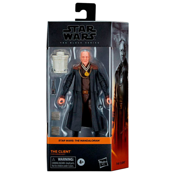 Figurine articulée The Client 15cm de Star Wars The Mandalorian vue de face avec accessoires