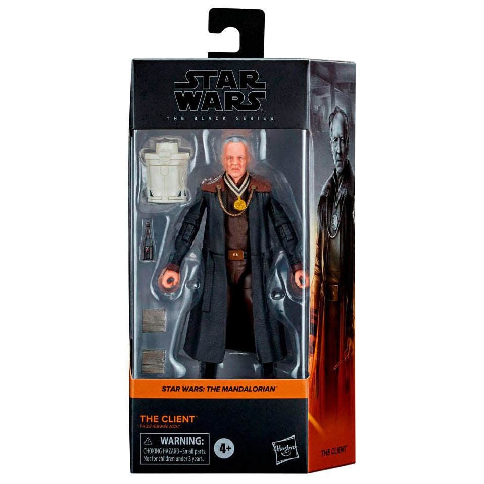 Figurine articulée The Client 15cm de Star Wars The Mandalorian vue de face avec accessoires