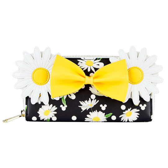 Portefeuille Loungefly Disney Minnie Daisies vue de face avec motif marguerites et Minnie