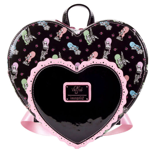 Vue avant du sac à dos Loungefly Valfre Lucy Tattoo Heart avec motif tatouage coloré