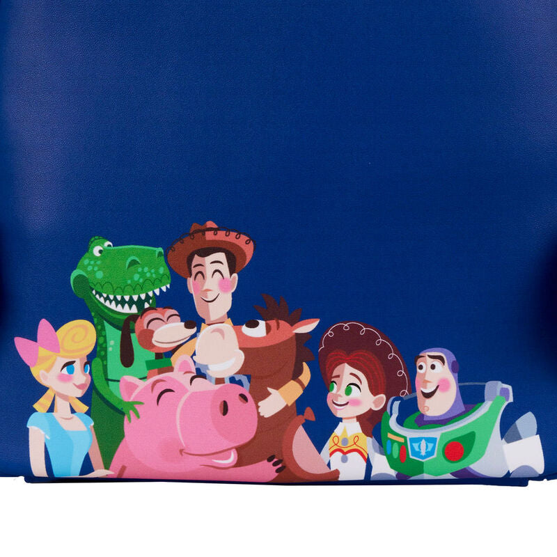 Vue arrière du sac à dos Loungefly Toy Story montrant les bretelles renforcées et le design complet