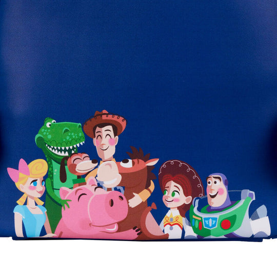 Vue arrière du sac à dos Loungefly Toy Story montrant les bretelles renforcées et le design complet