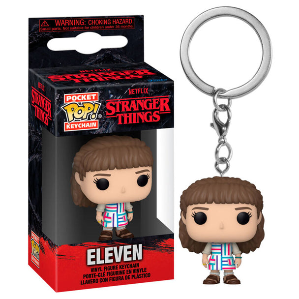 Porte-clés Pocket POP Stranger Things Eleven FUNKO vu de face avec détails précis du personnage