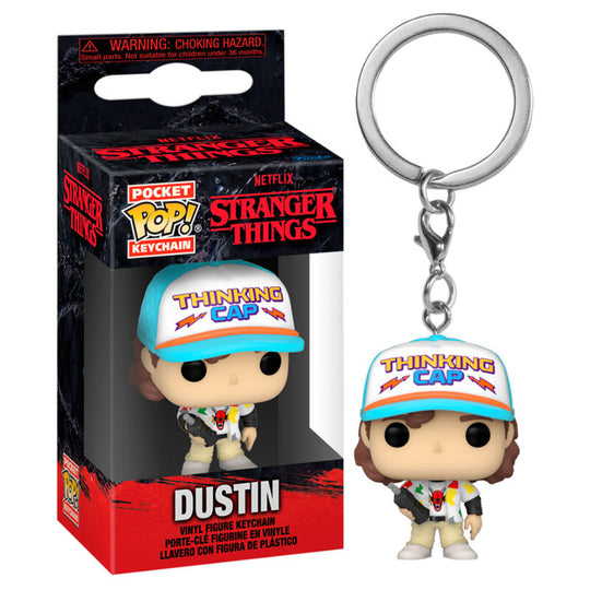 Porte-clés Pocket POP Dustin Stranger Things vue de face avec détails colorés et expression joviale