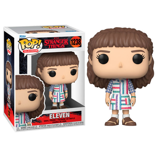 Figurine Funko POP Eleven de Stranger Things en vinyle, vue de face avec boîte vitrine transparente