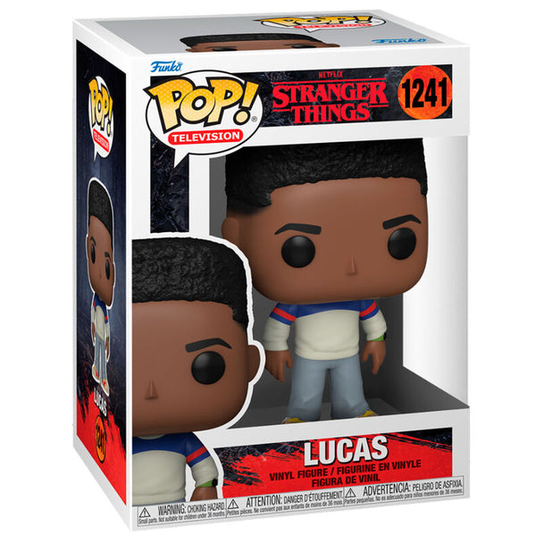 Vue de face de la figurine Funko POP Lucas avec son costume et accessoires caractéristiques