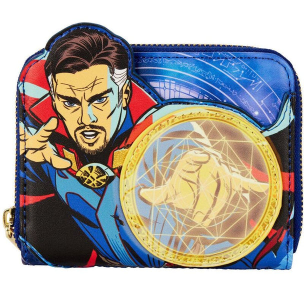 Vue avant du portefeuille Loungefly Doctor Strange Marvel Multiverse of Madness avec design coloré
