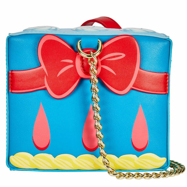Zoom sur la fermeture éclair et les finitions du sac cosplay Loungefly inspiré de Blanche-Neige