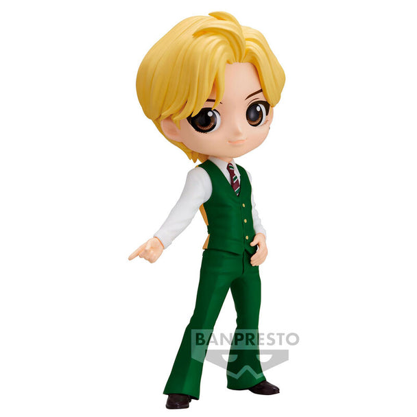 Figurine TinyTAN BTS V Q Posket de 14cm en PVC, vue de face avec détails colorés et expression dynamique.