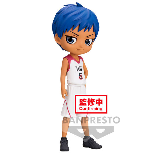 Figurine Daiki Aomine Q Posket 14cm de Kuroko's Basketball en PVC, vue de face avec détails précis du visage et du maillot