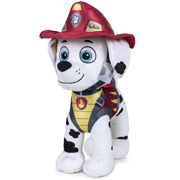 Peluche Marshall Dino Rescue Paw Patrol de 27 cm, douce et détaillée, idéale pour les enfants et les fans de la série.