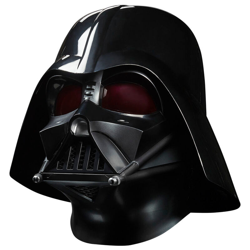 Vue de face du casque électronique Star Wars Dark Vador avec détails réalistes et finition brillante