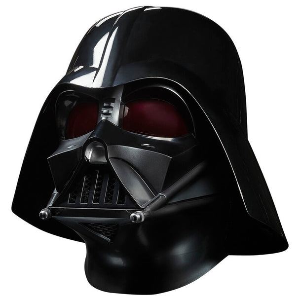 Vue de face du casque électronique Star Wars Dark Vador avec détails réalistes et finition brillante