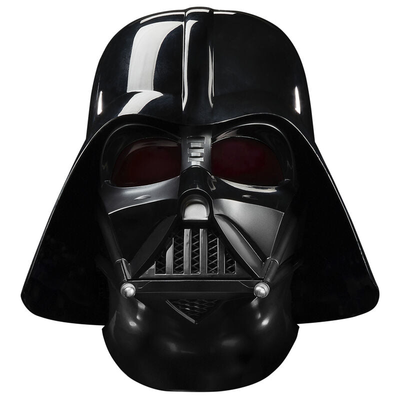 Zoom sur les points de connexion magnétiques entre le masque, le col et la capuche du casque Dark Vador