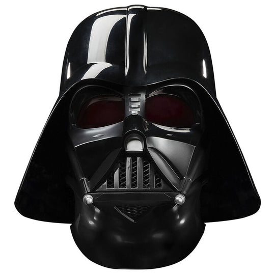 Zoom sur les points de connexion magnétiques entre le masque, le col et la capuche du casque Dark Vador