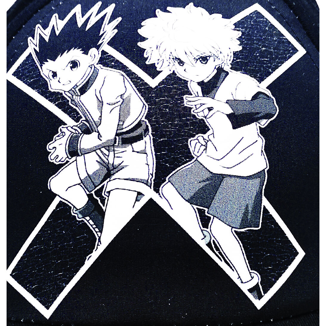 Détail du tissu et broderie de la casquette Hunter X Hunter junior Creageek Multivers