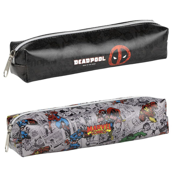 Trousse à crayons Marvel CERDÁ vue de face avec design coloré et personnages emblématiques