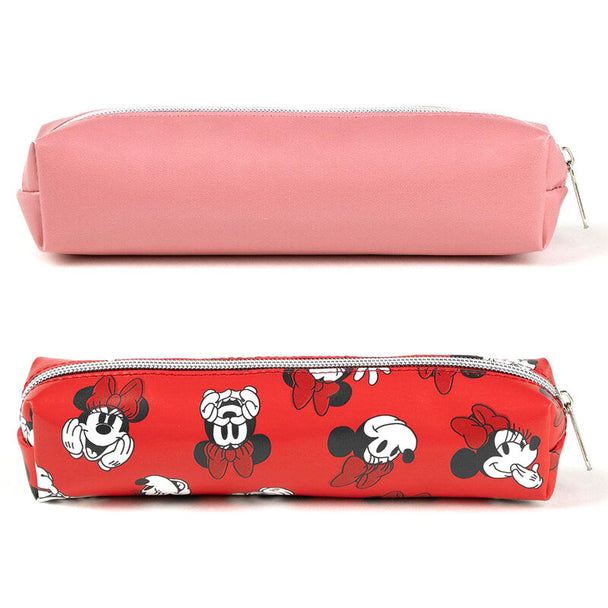 Détail du motif Minnie sur la trousse à crayons CERDÁ avec couleurs vives et finition en PU