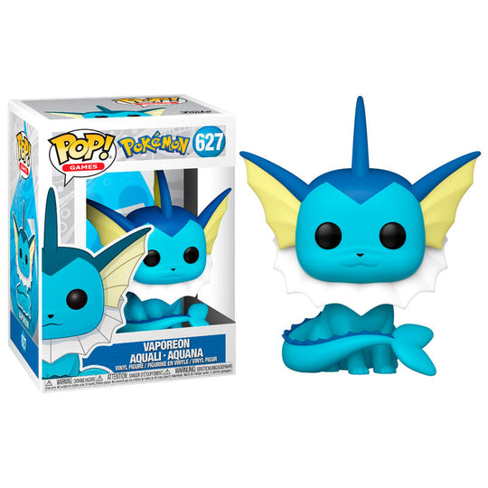 Figurine Funko POP Vaporeon de Pokémon en vinyle, vue de face avec détails colorés