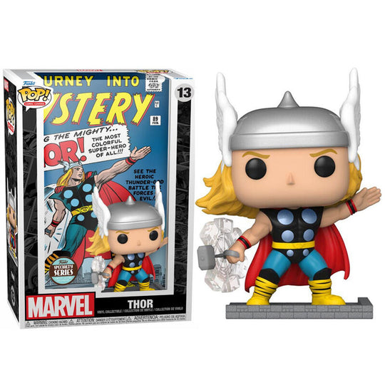 Figurine POP Marvel Classic Thor de face avec son marteau emblématique Mjolnir, design comic cover FUNKO