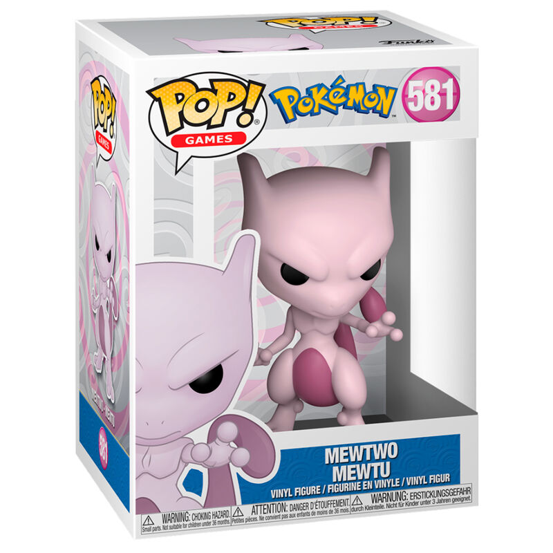 Vue de face de la figurine Mewtwo Funko POP avec détails précis et couleurs vives