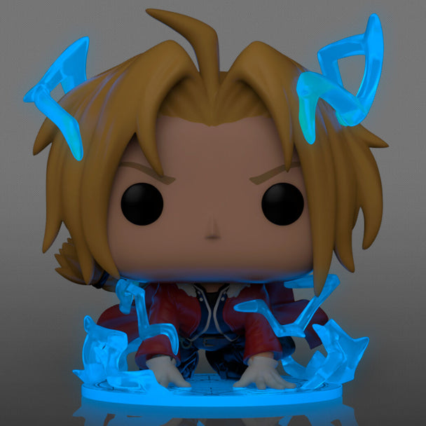 Détail de la figurine Funko POP Full Metal Alchemist Chase montrant l'effet glow in the dark