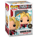 Image rapprochée de la tête de la figurine Funko POP Edward Elric avec expression déterminée