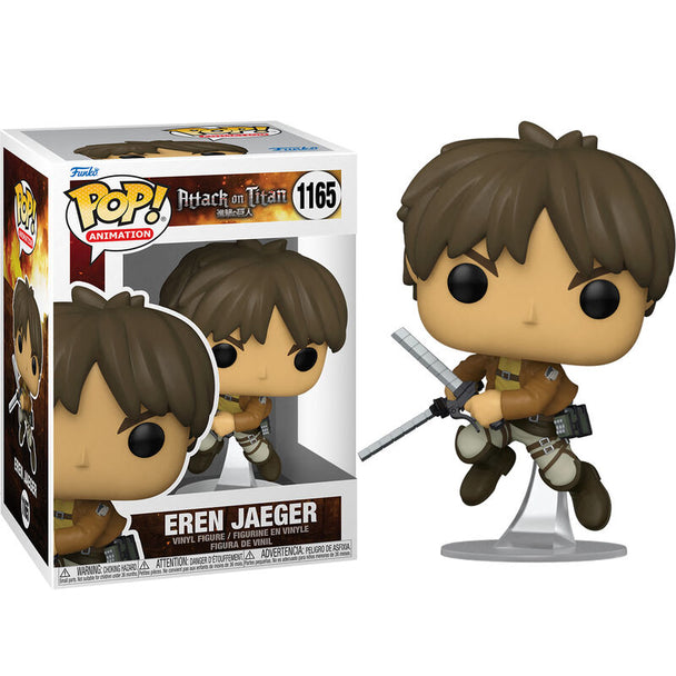Figurine Funko POP Eren Jaeger d'Attack On Titan vue de face en vinyle 9 cm dans sa boîte cadeau