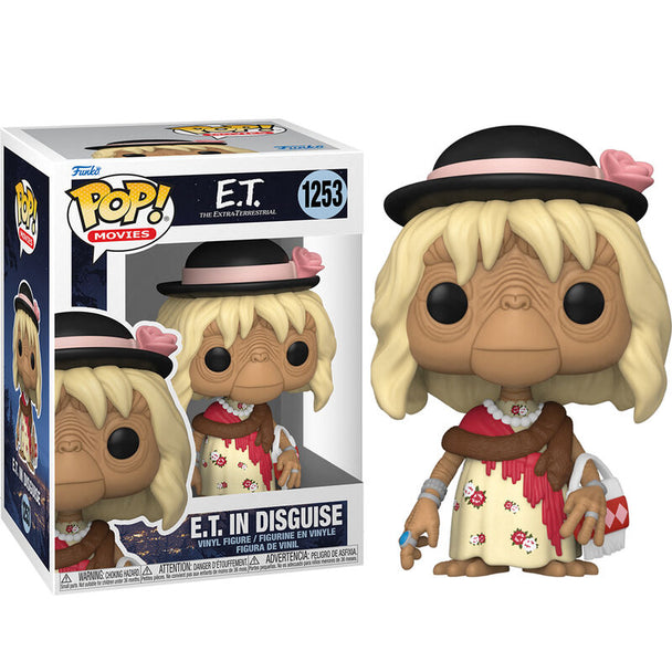 Figurine Funko POP E.T. déguisé vue de face avec détails colorés et boîte cadeau
