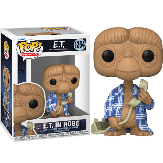 Figurine Funko POP E.T. en robe, édition 40e anniversaire, vue de face dans sa boîte cadeau