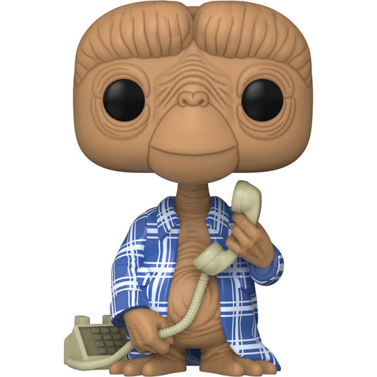 Détail de la figurine Funko POP E.T. The Extra-Terrestrial montrant le visage expressif et la robe