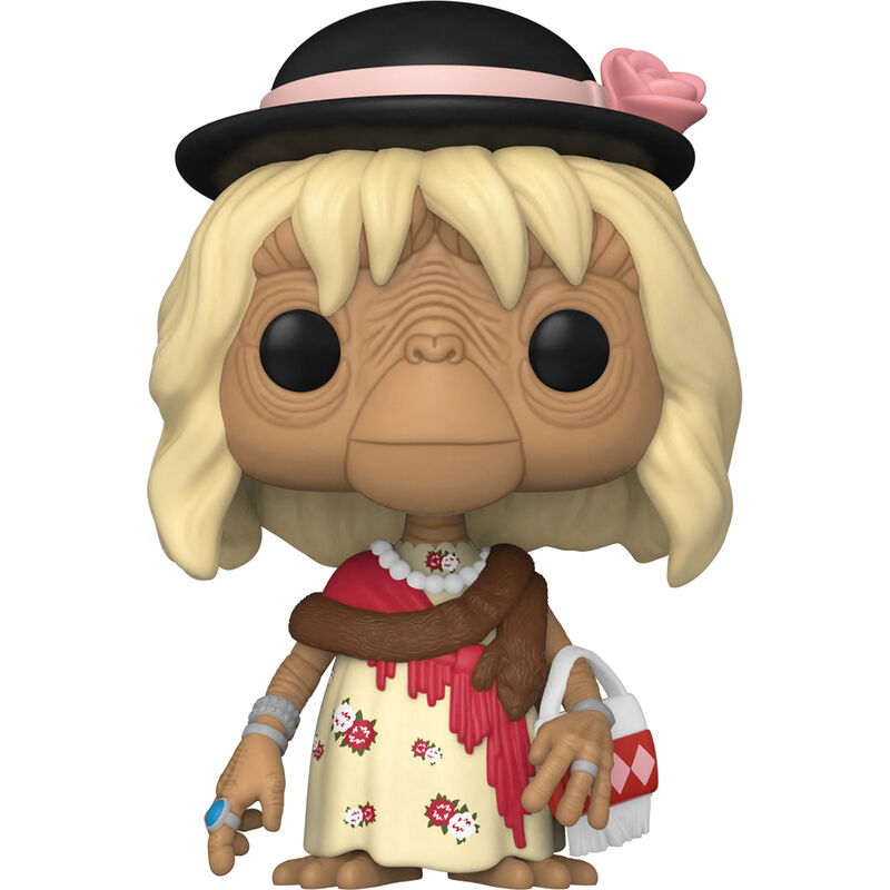 Zoom sur la tête de la figurine E.T. déguisée Funko POP avec expression unique