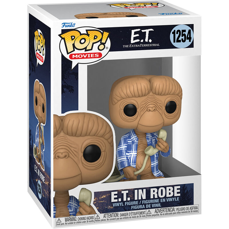 Packaging de la figurine Funko POP E.T. 40e anniversaire avec illustrations et logo officiel