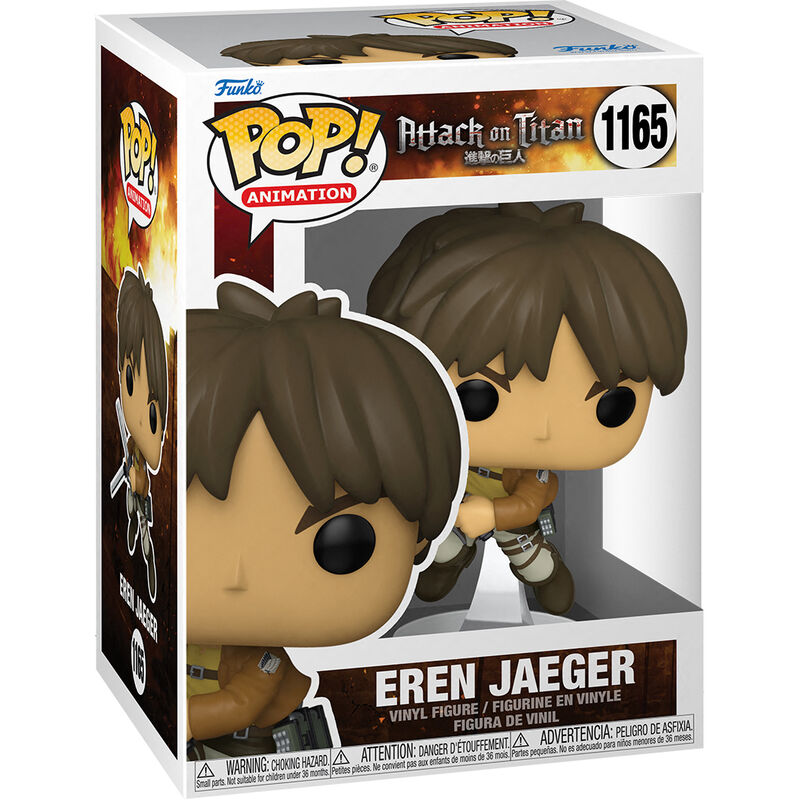 Boîte collector Funko POP contenant la figurine Eren Jaeger d'Attack On Titan, idéale pour les fans