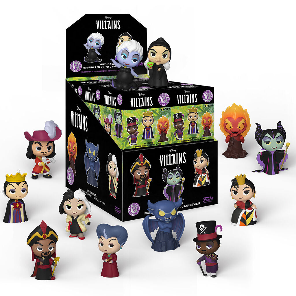Boîte Funko Mystery Minis Disney Villains avec illustration des personnages méchants à collectionner