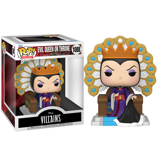 Figurine Funko POP de la Reine Maléfique Disney assise sur son trône avec sa couronne et cape détaillées