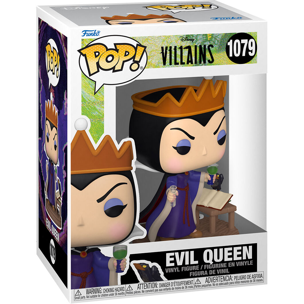 Détail de la figurine Funko POP Queen Grimhilde mettant en valeur les couleurs et finitions vinyl