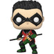 Vue rapprochée de la figurine Funko POP Robin avec détails précis du costume et du visage