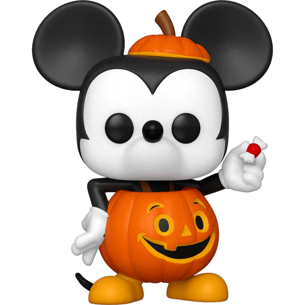 Vue de face de la figurine Funko POP Mickey Trick or Treat avec son costume Halloween coloré