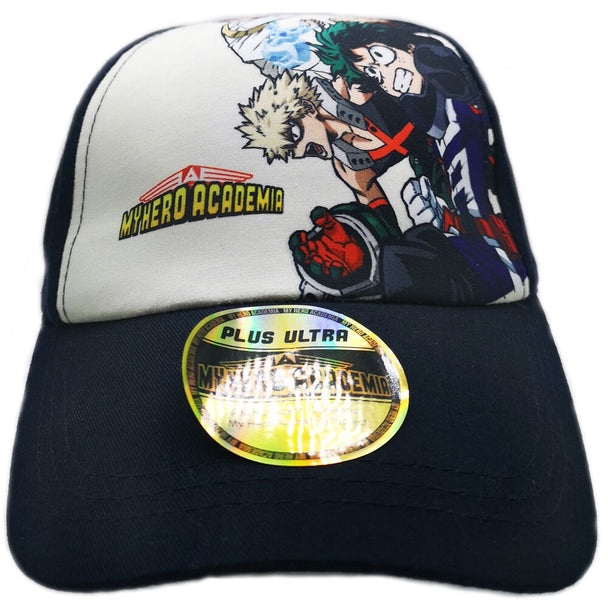 Profil gauche de la casquette My Hero Academia montrant les détails du tissu et la qualité de fabrication