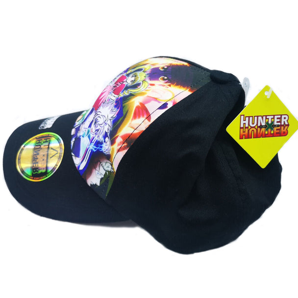 Détail du tissu et de la broderie sur la casquette Hunter X Hunter taille 56-58