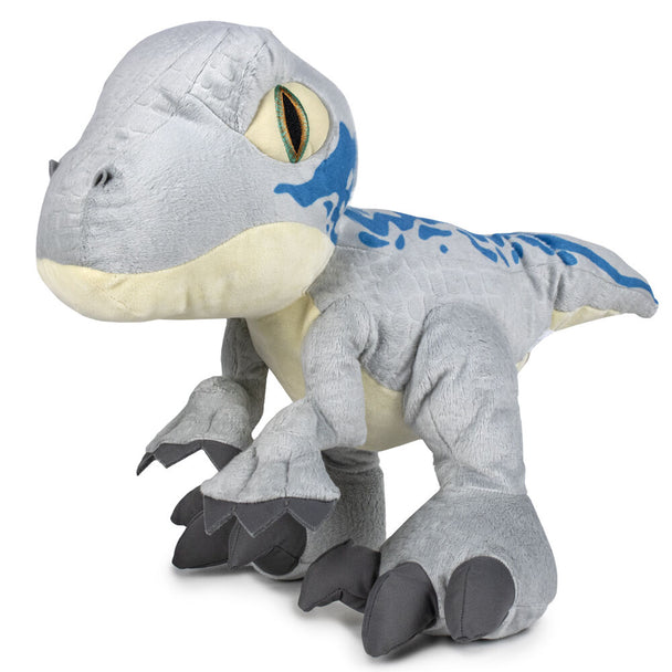 Gros plan sur la texture douce et les finitions de la peluche Jurassic World 46 cm