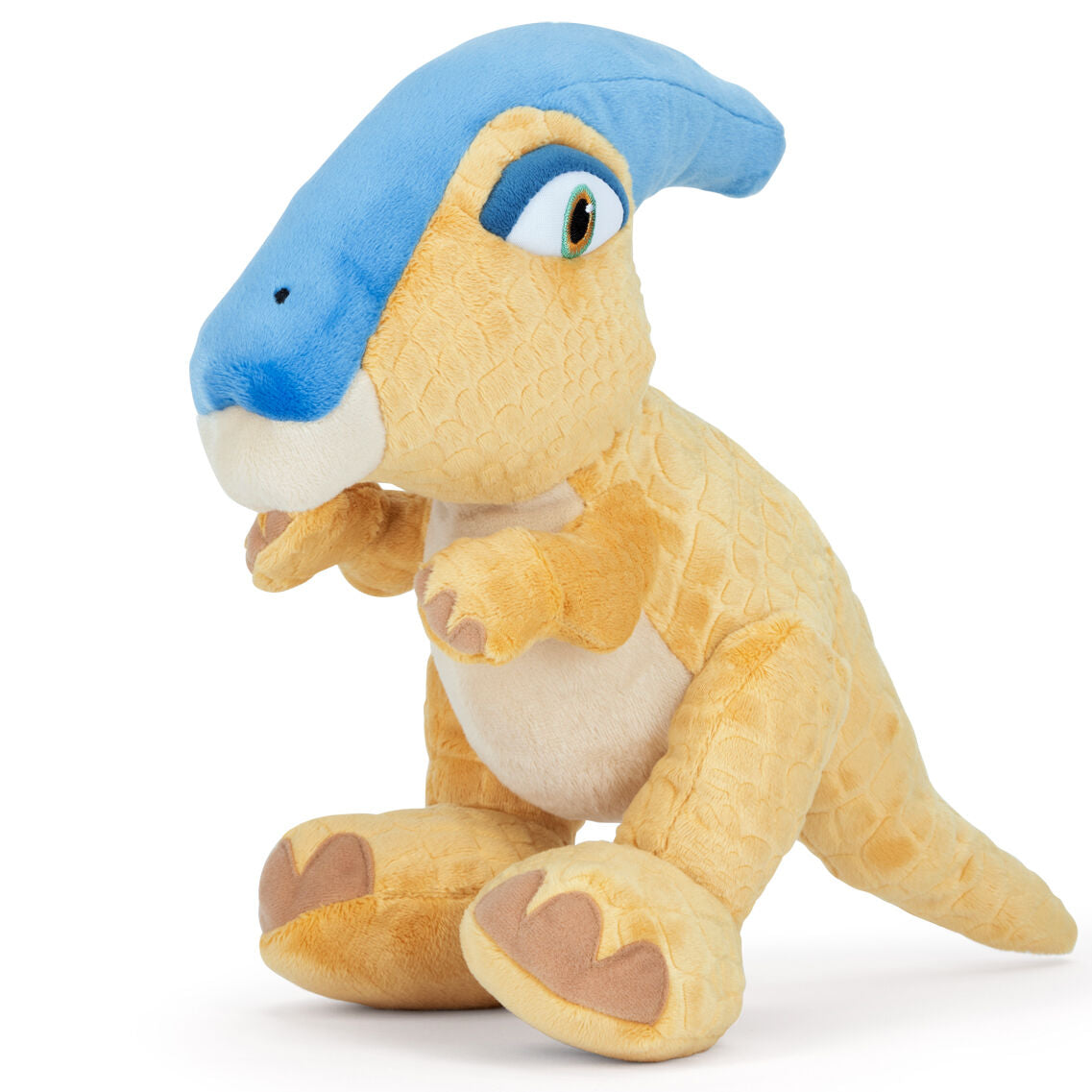 Zoom sur la texture douce et les finitions de la peluche Jurassic World 25cm
