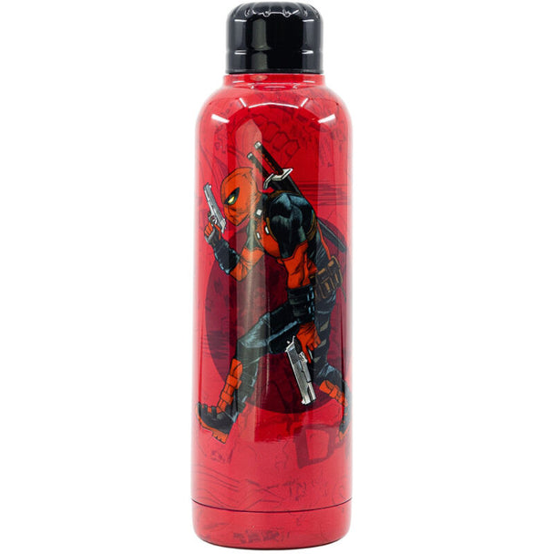 Bouteille thermique Marvel Deadpool en acier inoxydable 515ml vue de face avec logo coloré