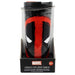 Ensemble de quatre images du tumbler Marvel Deadpool illustrant son design et ses fonctionnalités