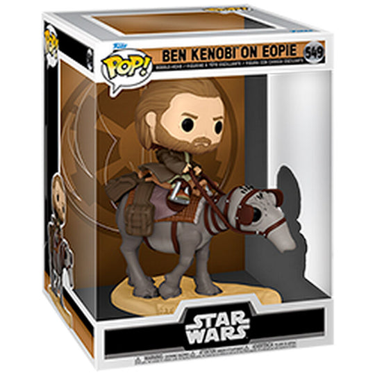 Vue rapprochée de la figurine Funko POP Obi-Wan Kenobi montrant les détails du visage et de la tenue