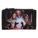 Vue de face du portefeuille Loungefly Star Wars Trilogie Préquelle en cuir vegan avec fermeture zip et bouton-pression