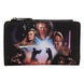 Vue de face du portefeuille Loungefly Star Wars Trilogie Préquelle en cuir vegan avec fermeture zip et bouton-pression